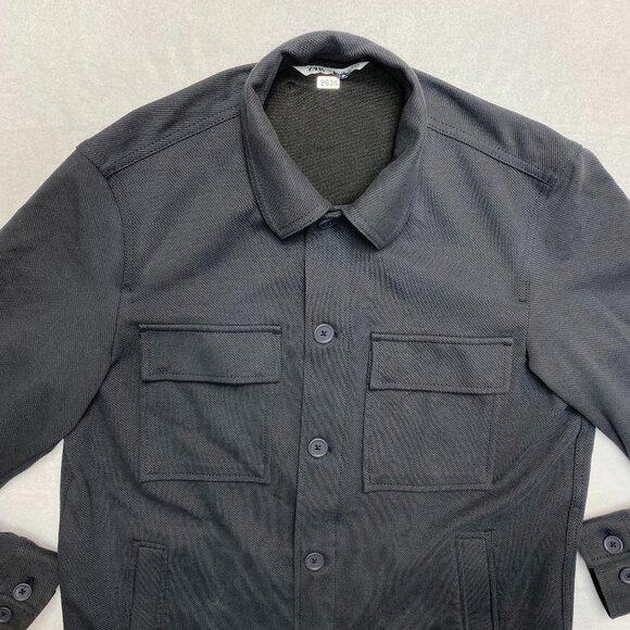 Zara Shacket Men's M Gray Long Sleeve Thick Retro Button Up Shirt Jacket - Picture 1 of 12